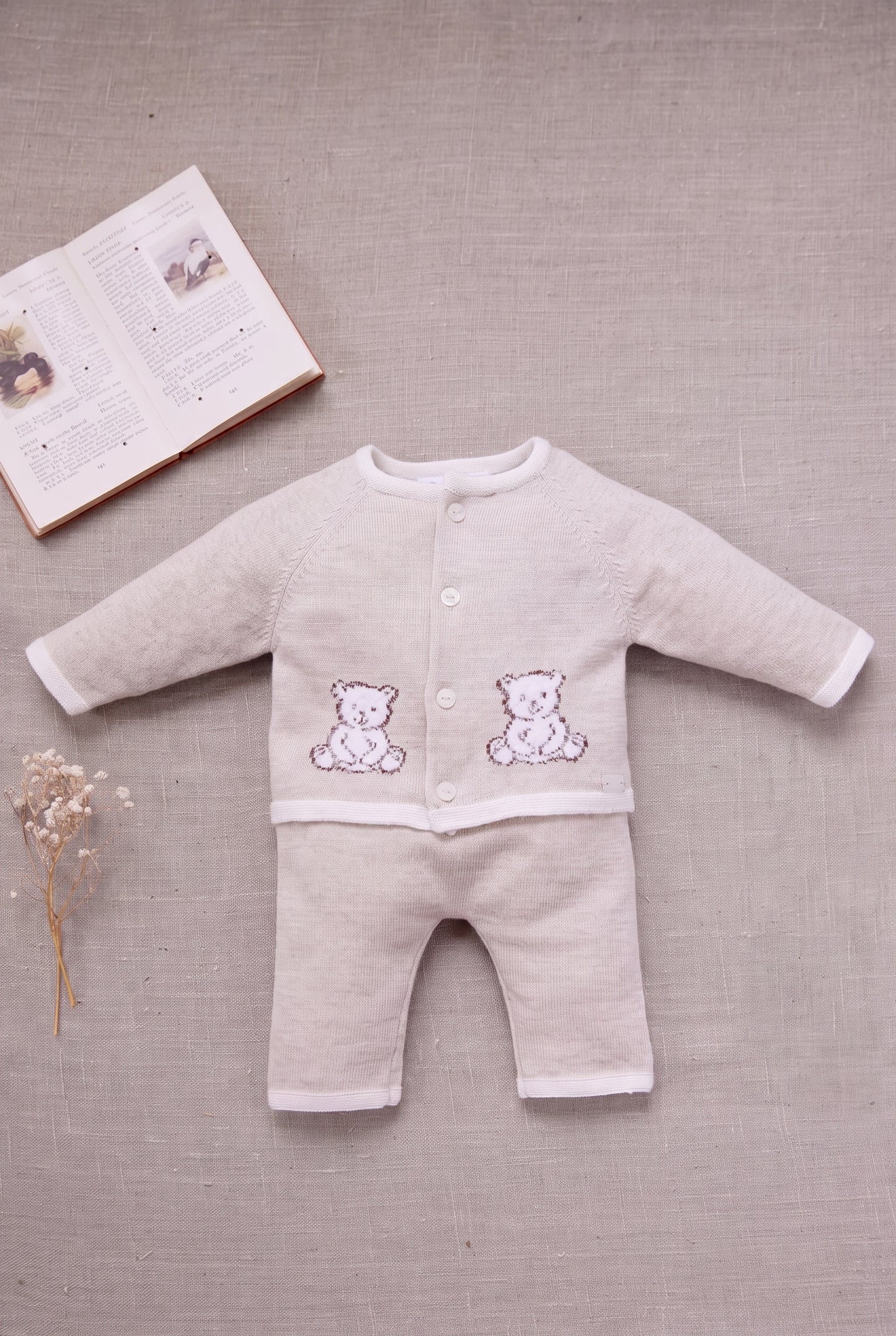 Ensemble long - Ecru coton boutons