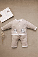 Ensemble long - Ecru coton boutons