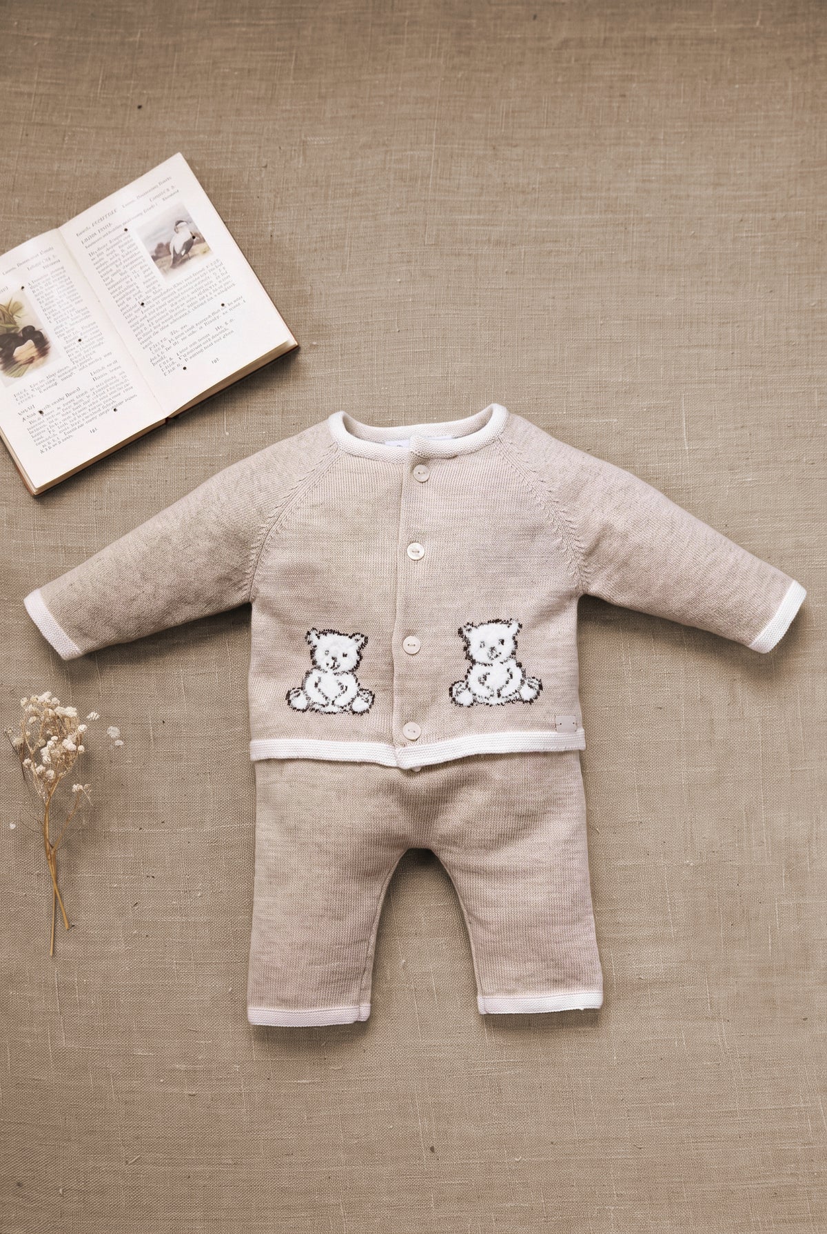 Ensemble long - Ecru coton boutons