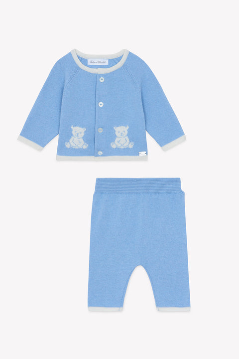 Ensemble long - Bleu grisé coton boutons - Image principale
