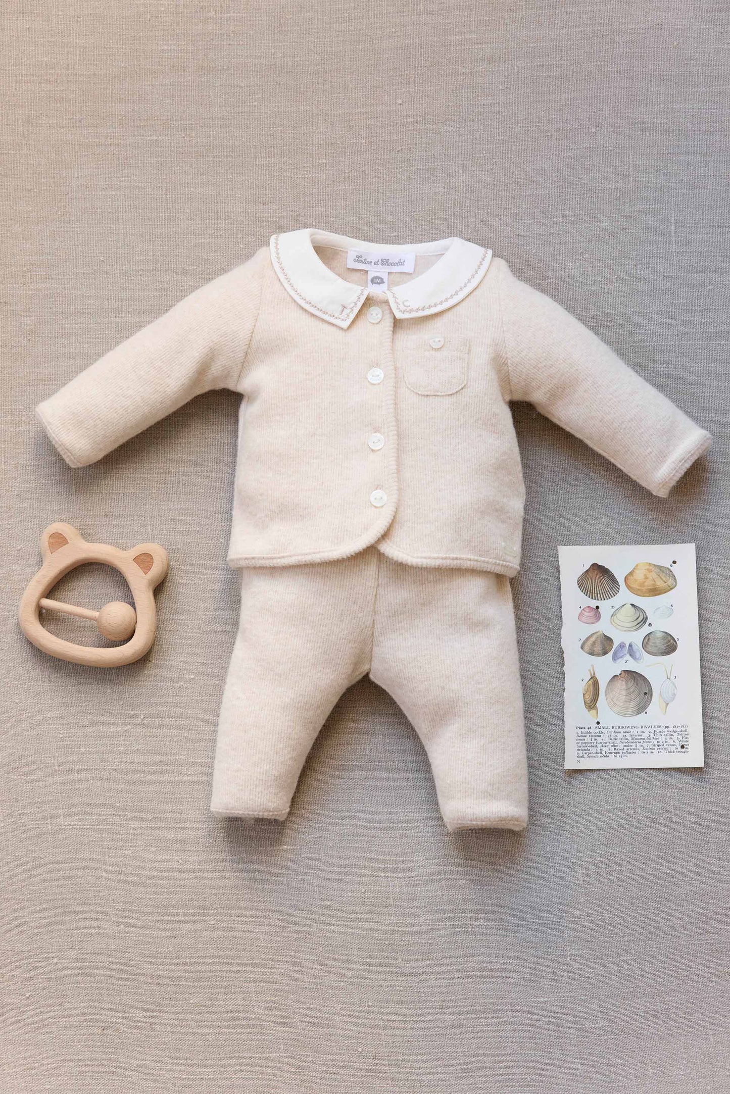 Outfit Long - Beige cotton heather Peter pan collar