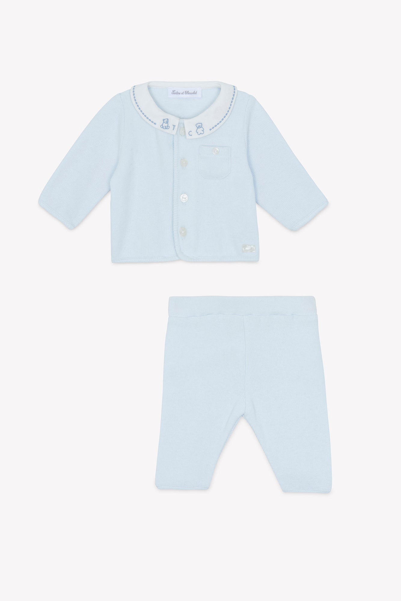 Ensemble long - Bleu ciel coton col Claudine