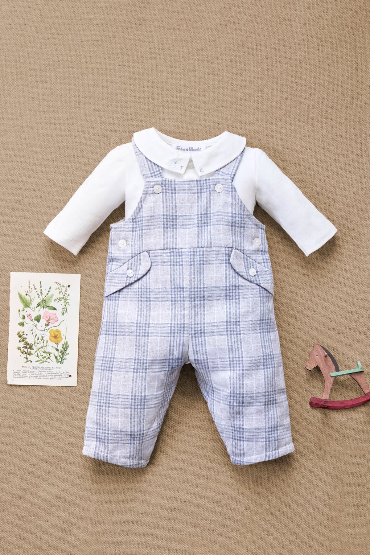 Ensemble long - Coton gris chiné carreaux