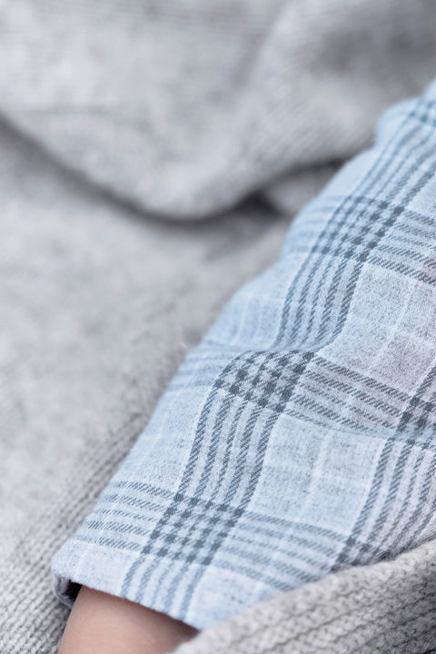 Ensemble long - Coton gris chiné carreaux - Image principale