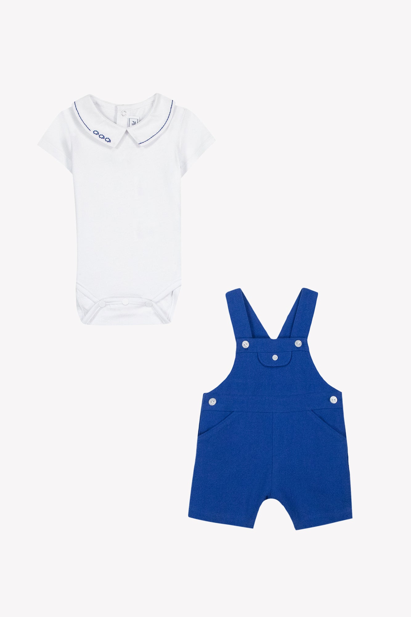 Ensemble court - Bleu coton lin