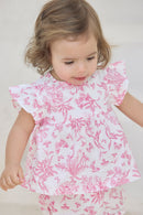 Ensemble court - Rose coton imprimé inspiration toile de jouy
