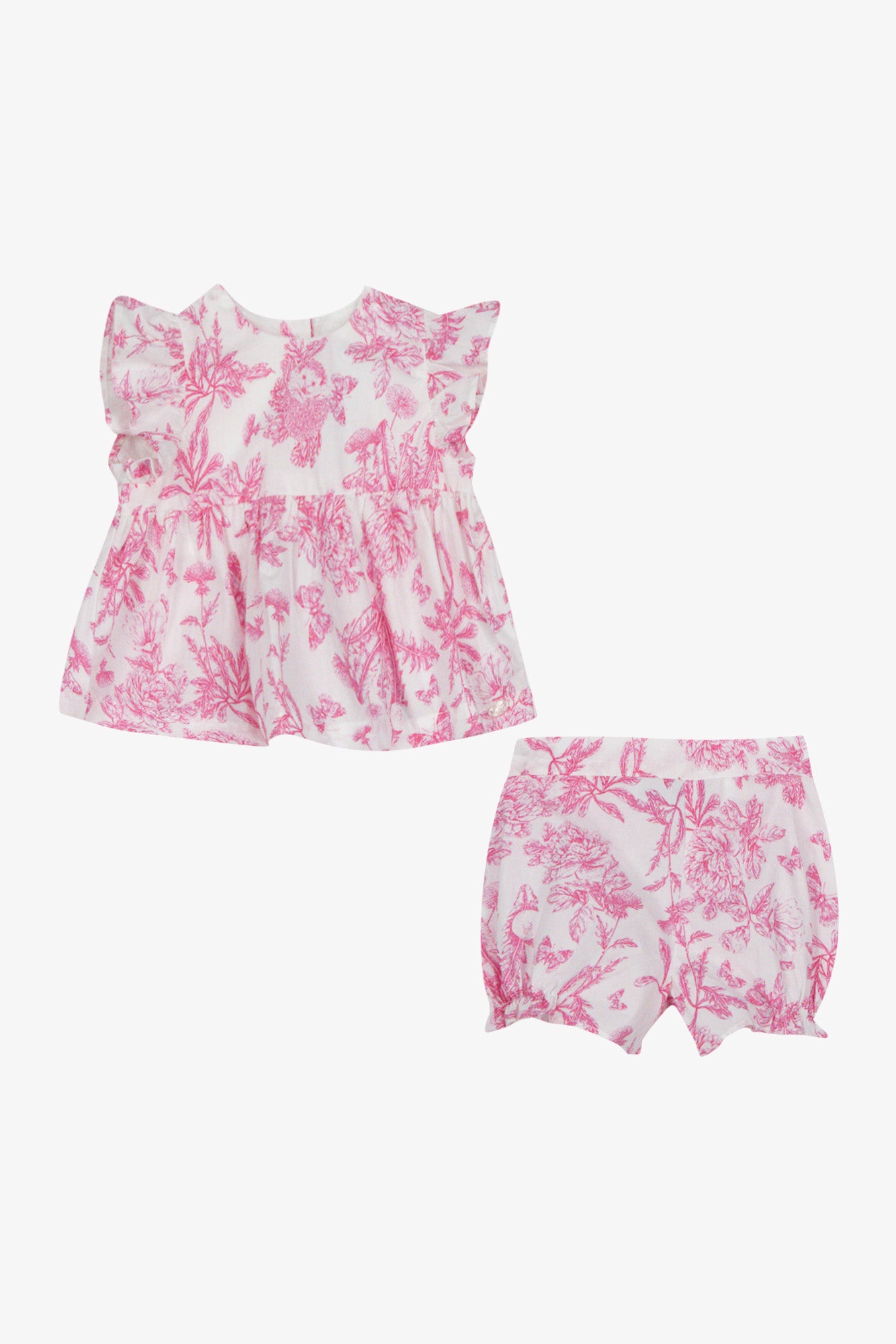 Ensemble court - Rose coton imprimé inspiration toile de jouy