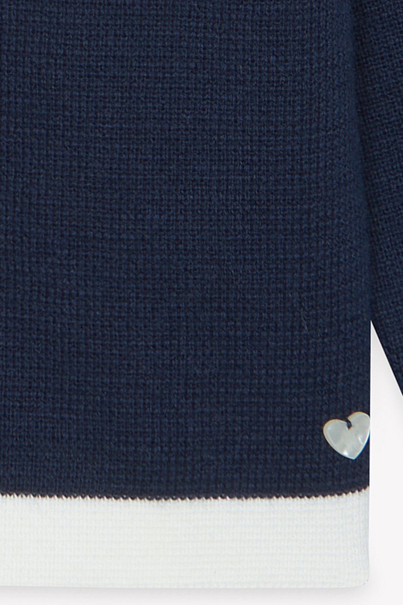 Manteau - Marine laine col rond rayures blanches