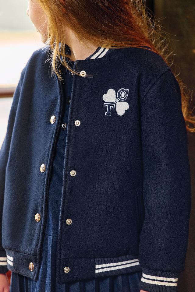 Veste - Marine laine teddy cœurs - Image principale