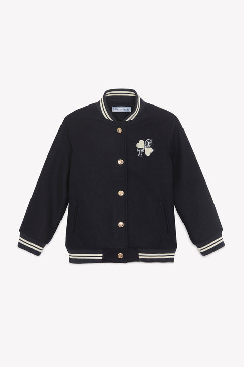 Veste - Marine laine teddy cœurs - Image principale