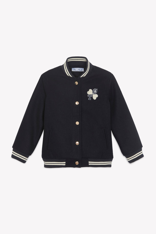 Veste - Marine laine teddy rayures - Image principale