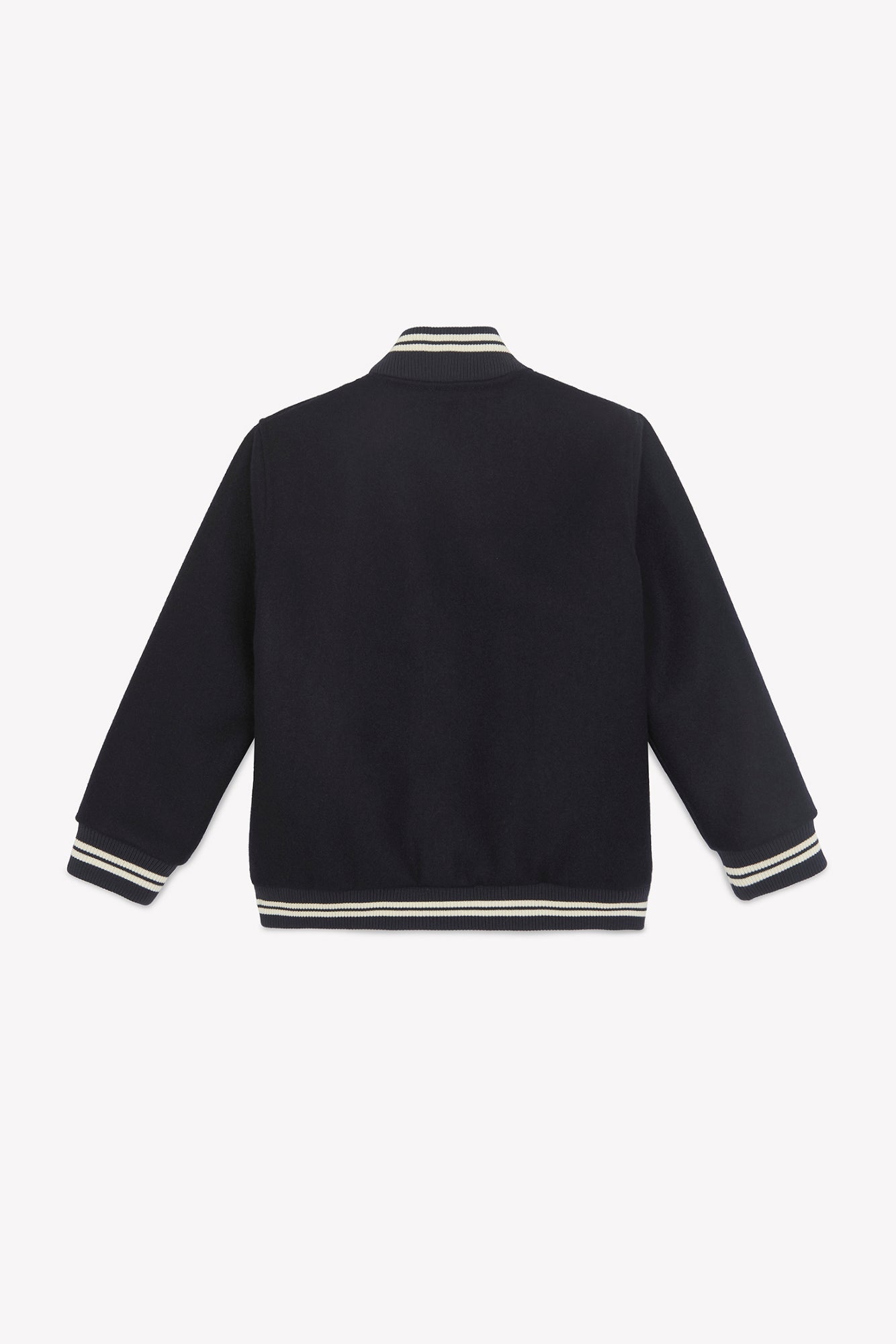 Veste - Marine laine teddy rayures