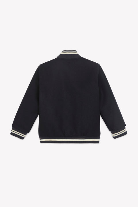 Veste - Marine laine teddy rayures - Image principale