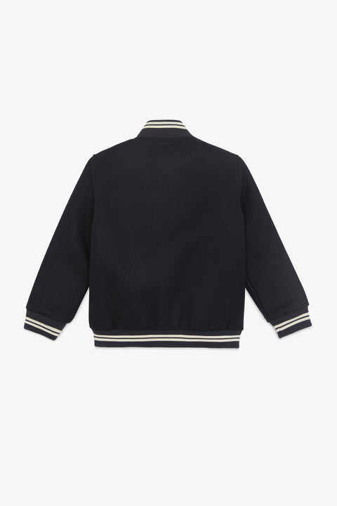 Veste - Ecru laine teddy rayures - Image principale