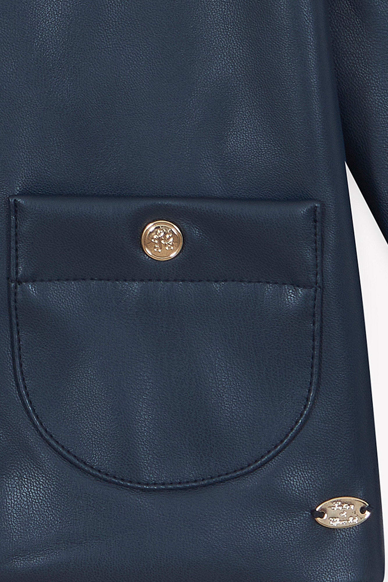 Veste - Marine simili cuir col claudine