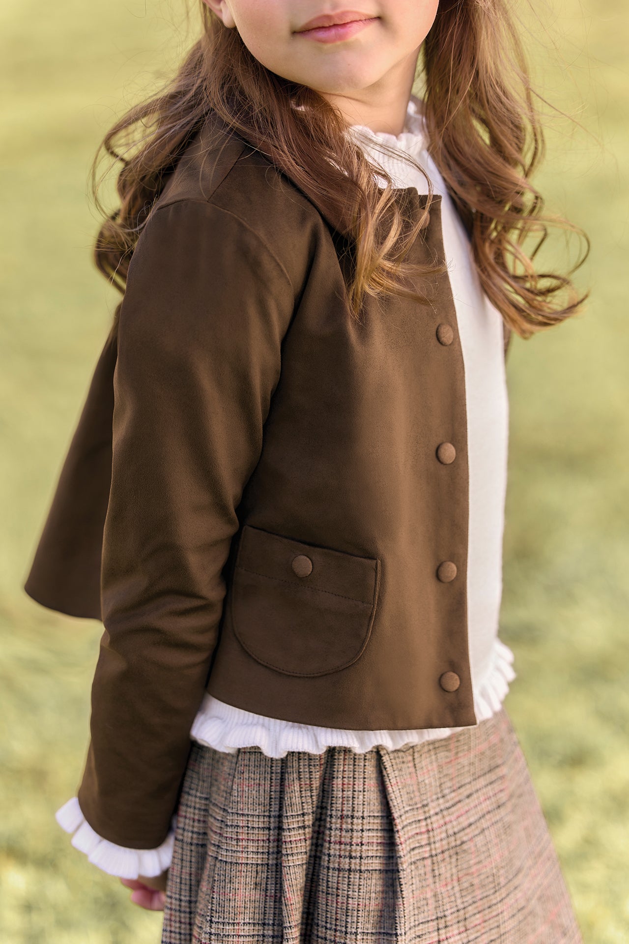 Veste - Brun col claudine col claudine