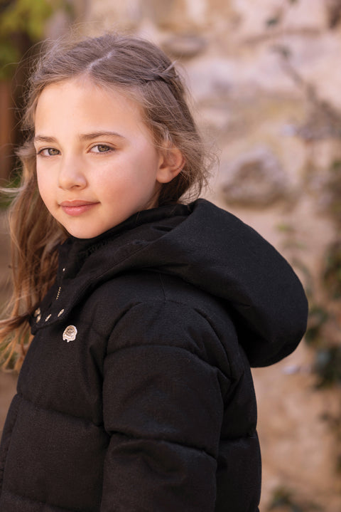 Manteau - Noir capuche nœuds - Image principale