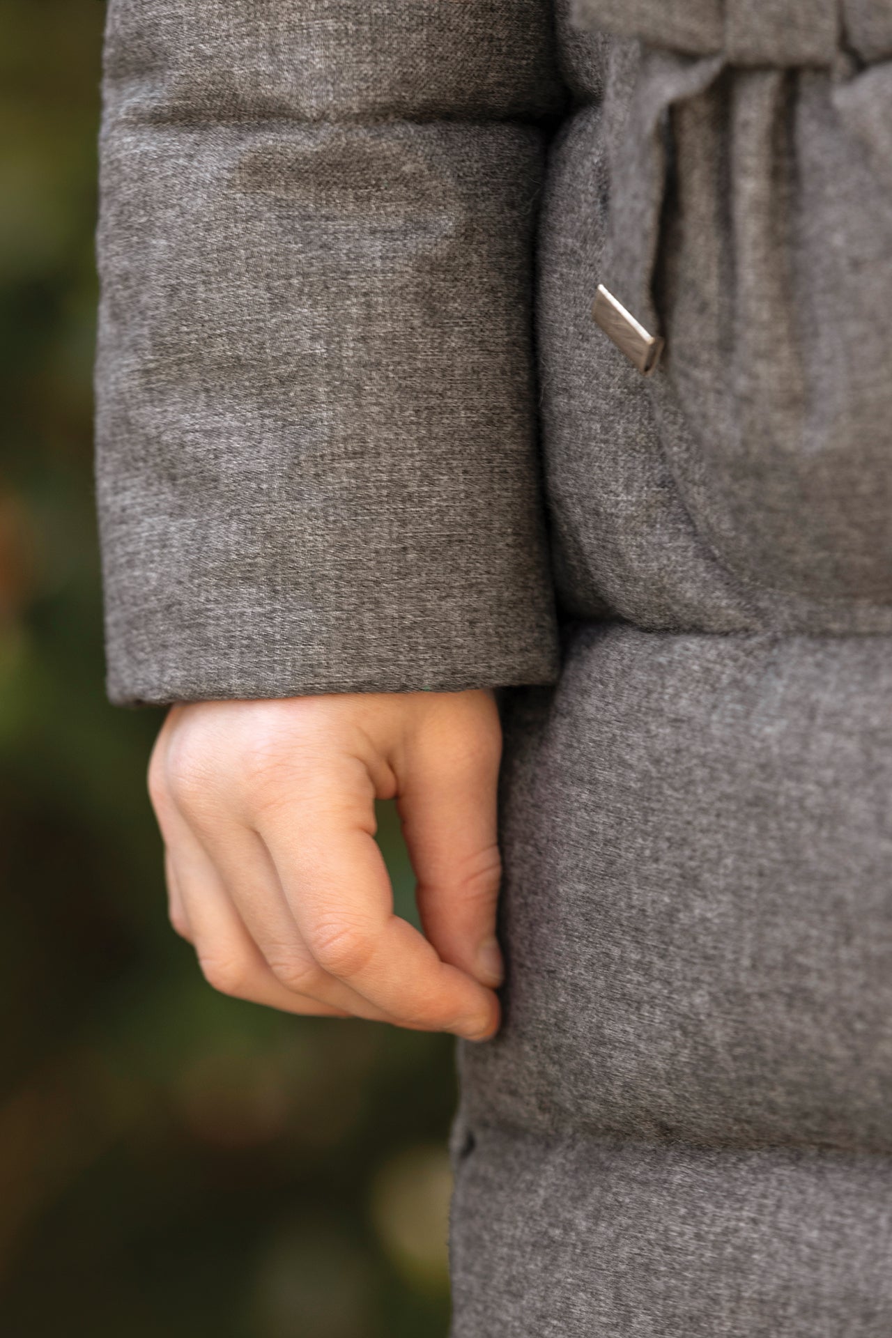 Manteau - Gris chiné capuche nœuds