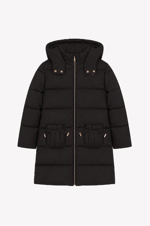 Manteau - Noir capuche nœuds - Image principale