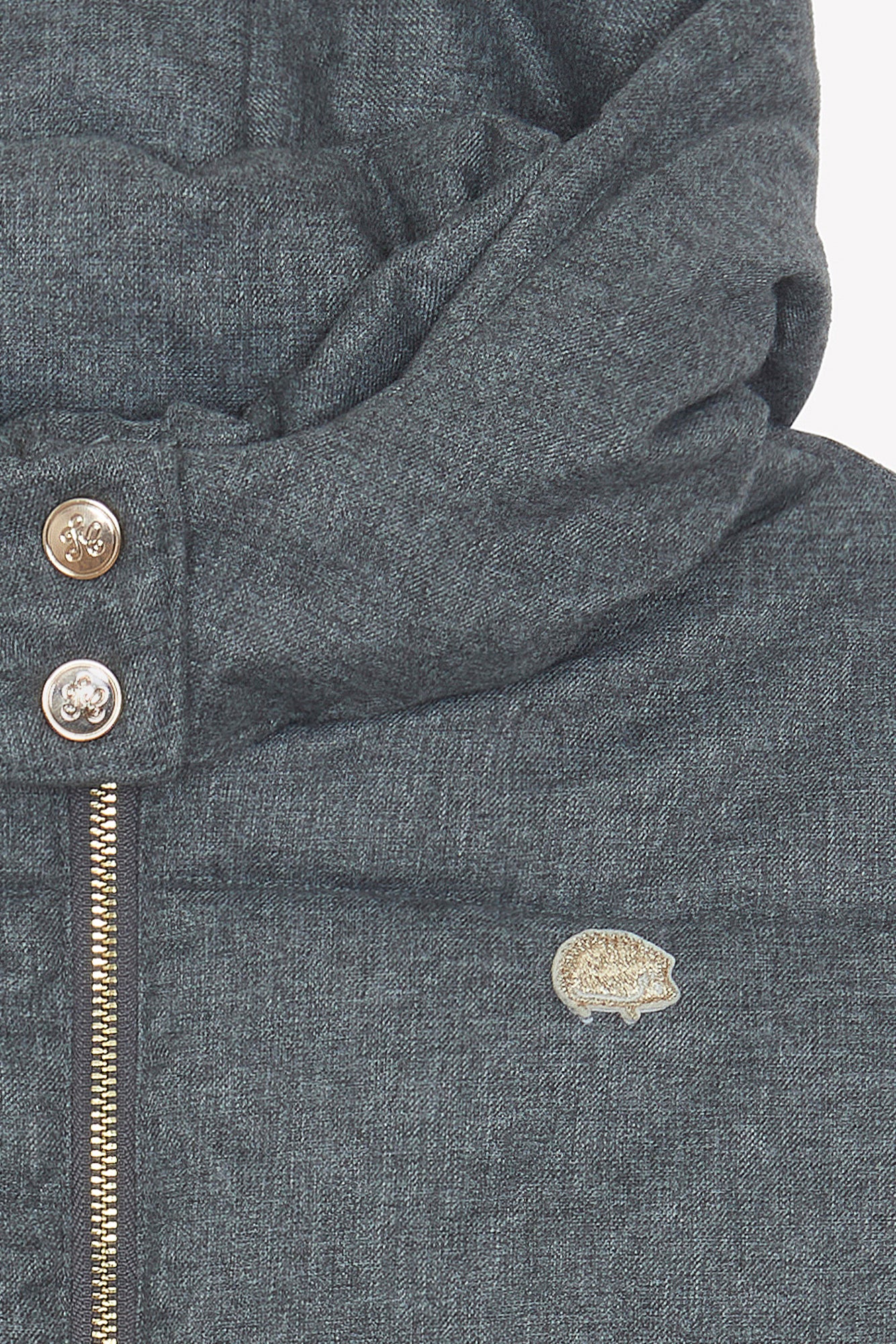 Manteau - Gris chiné capuche nœuds