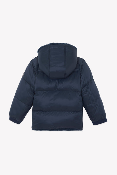 Doudoune - Marine reversible imitation fourrure bouclette - Image principale
