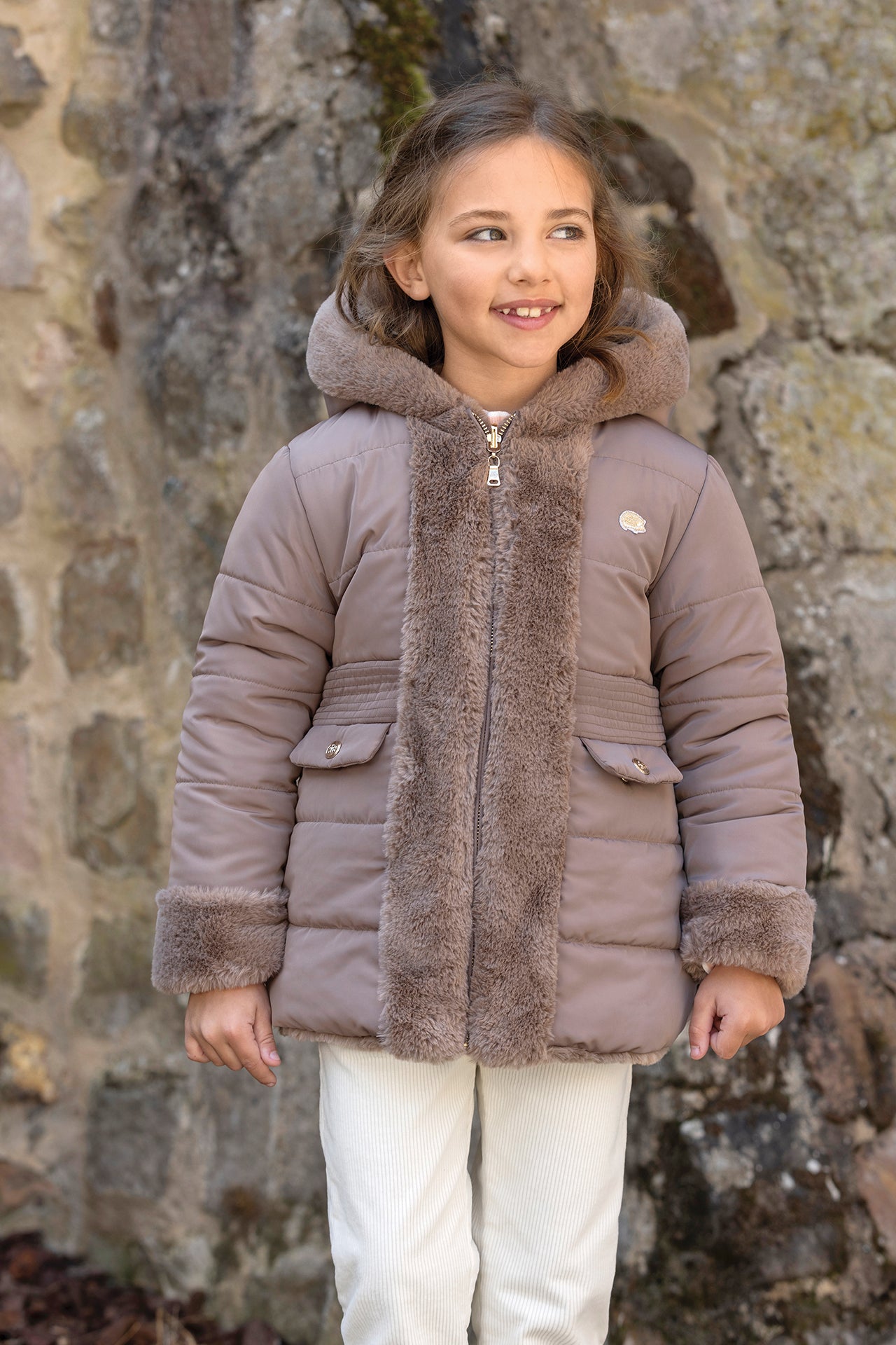 Cappotto - Beige mezzo reversibile Imitazione Pelliccia