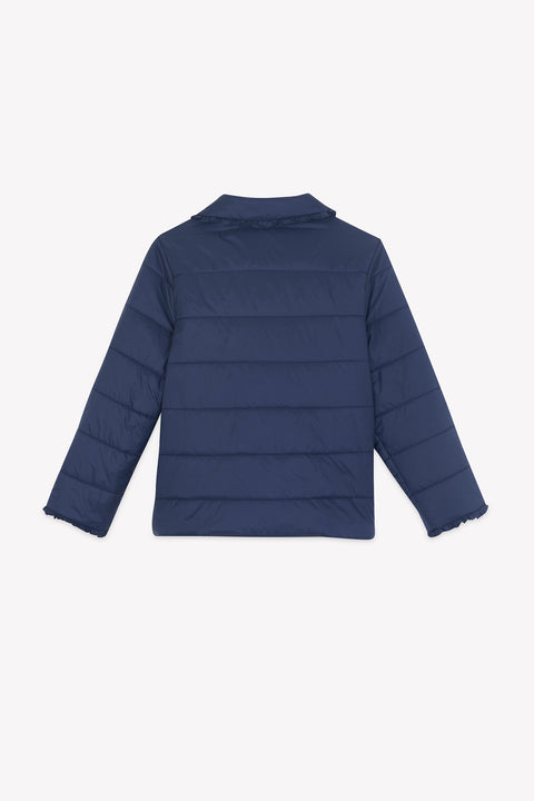 Manteau - Marine col claudine matelassé festonné - Image principale