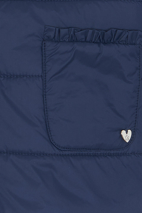 Manteau - Marine col claudine matelassé festonné - Image principale