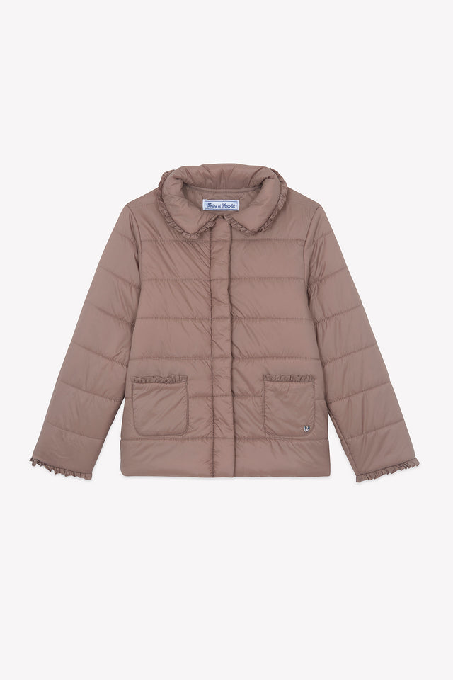 Manteau - Beige moyen col claudine matelassé festonné - Image principale