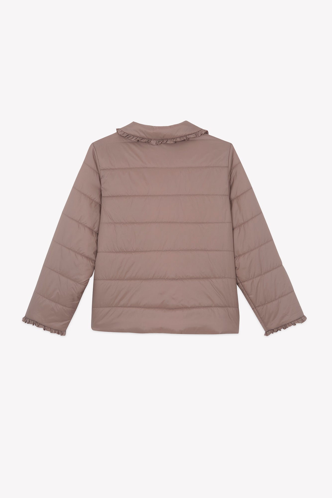 Manteau - Beige moyen col claudine matelassé festonné