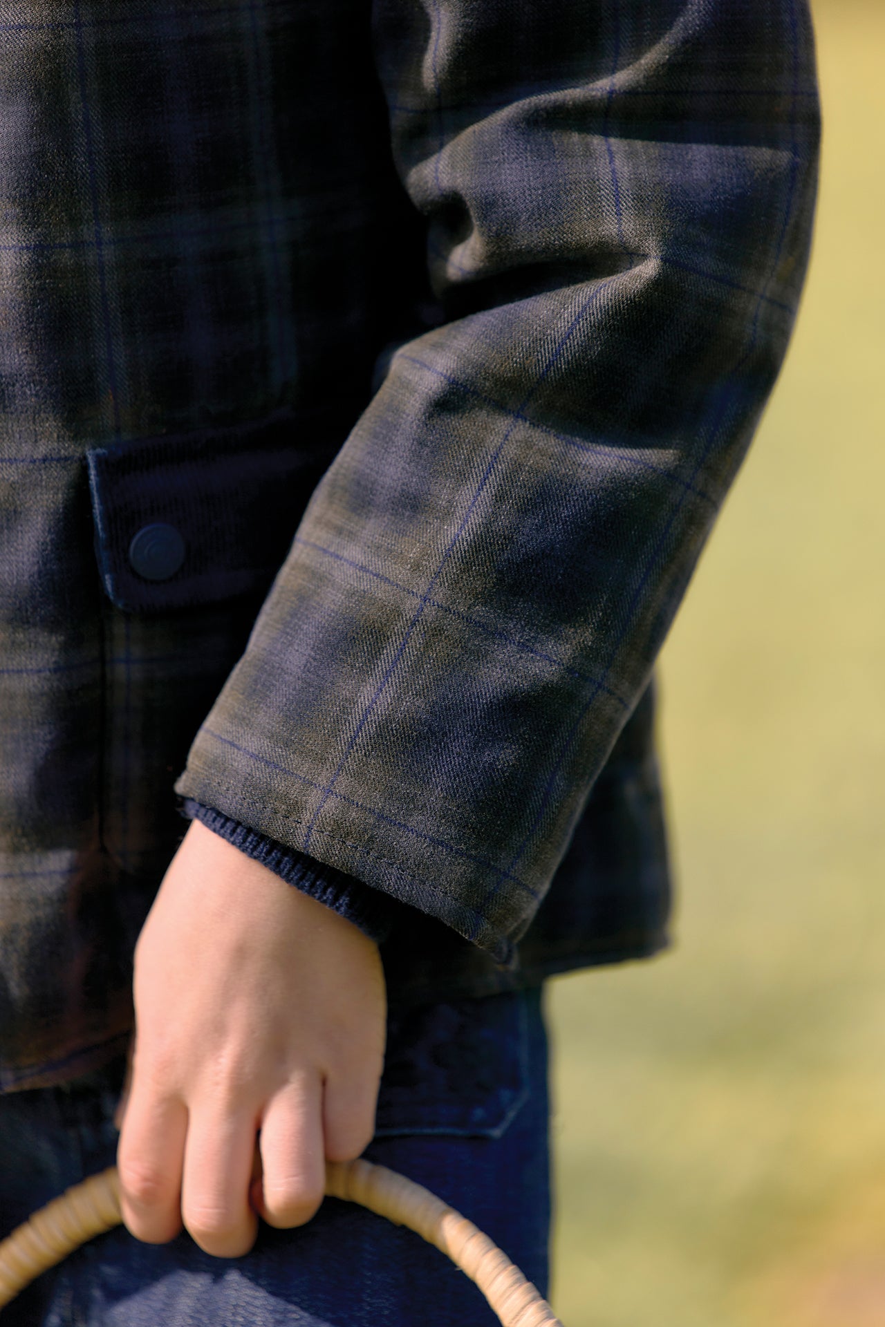 Veste - Marine coton col claudine tartan