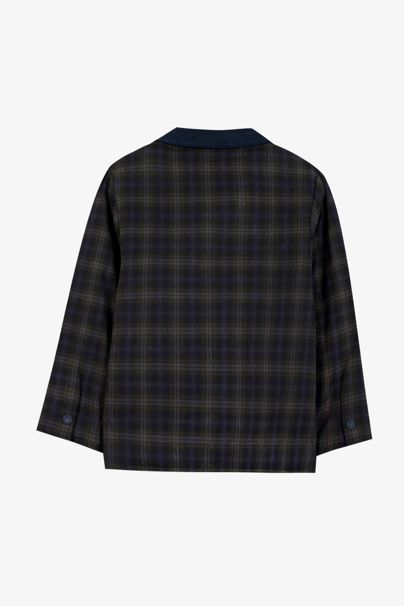 Veste - Marine coton col claudine tartan