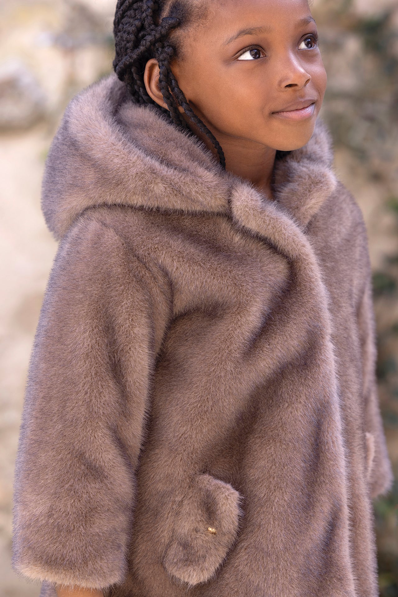 Manteau - Beige moyen imitation fourrure