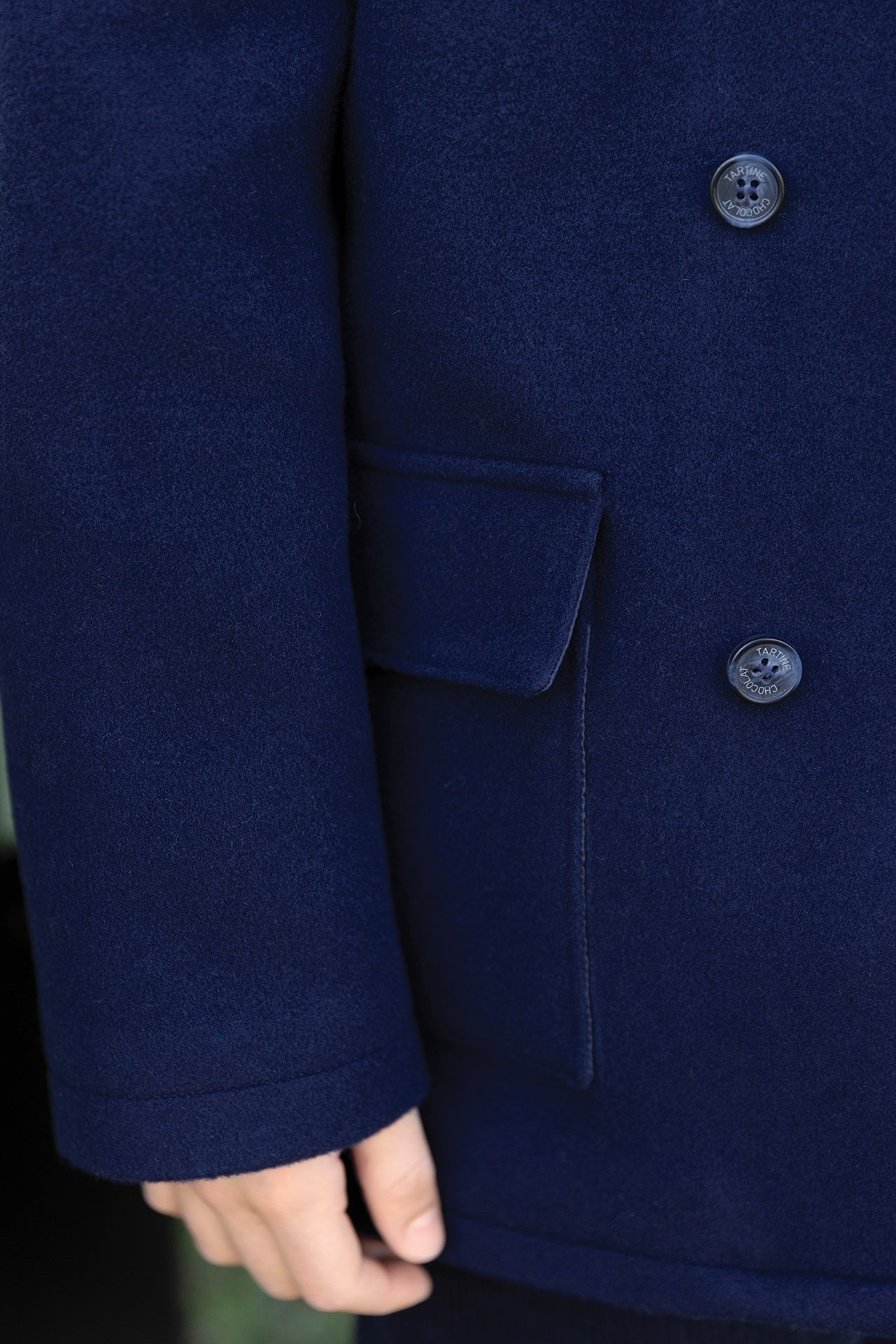 Manteau - Marine laine col châle