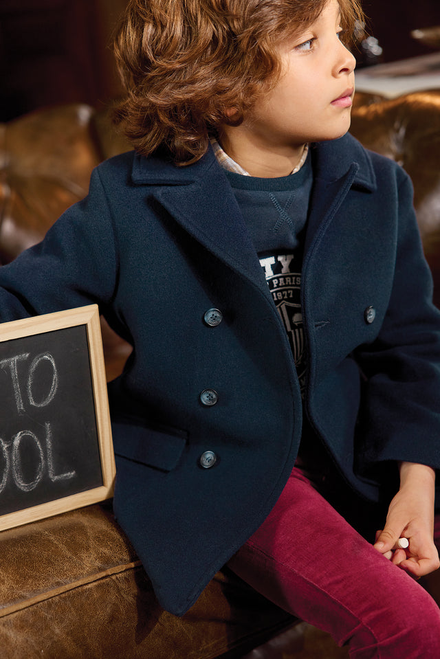 Coat - Navy Wool Shawl collar - Image principale
