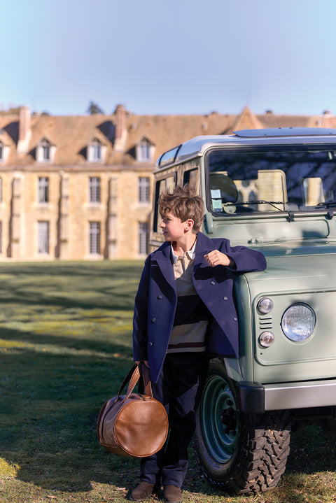 Manteau - Marine laine col châle - Image principale