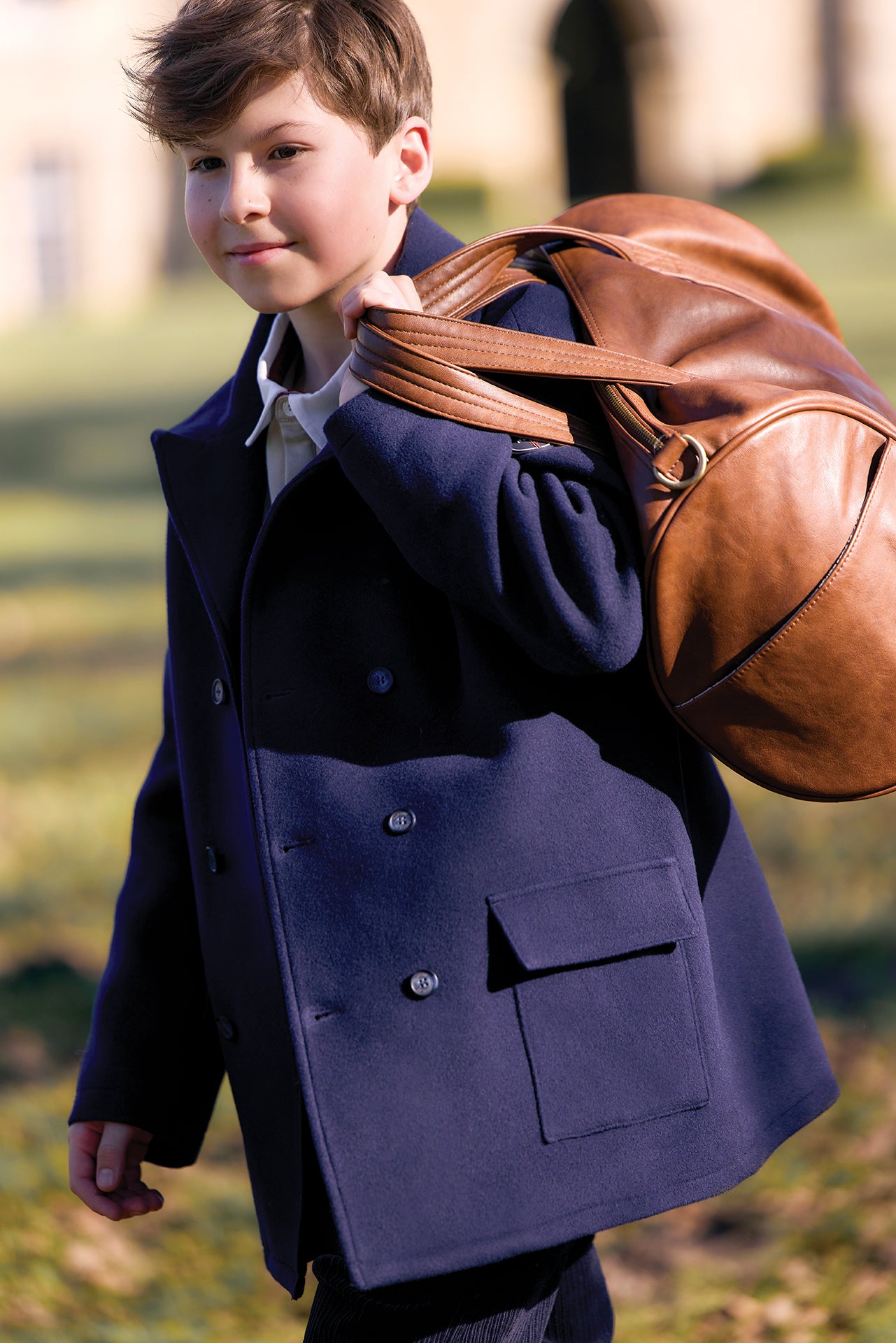 Manteau - Marine laine col châle