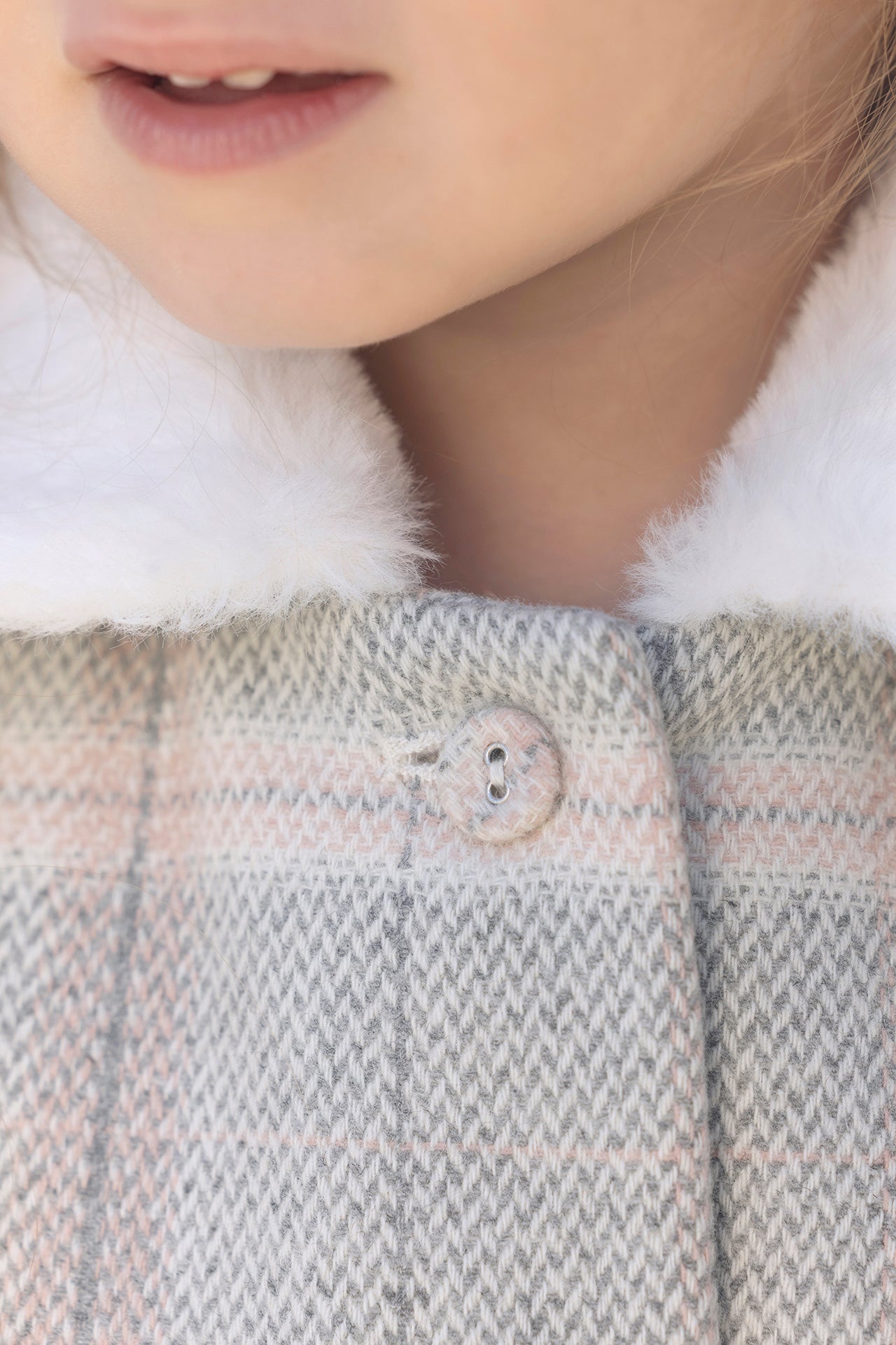 Manteau - Beige moyen laine carreaux