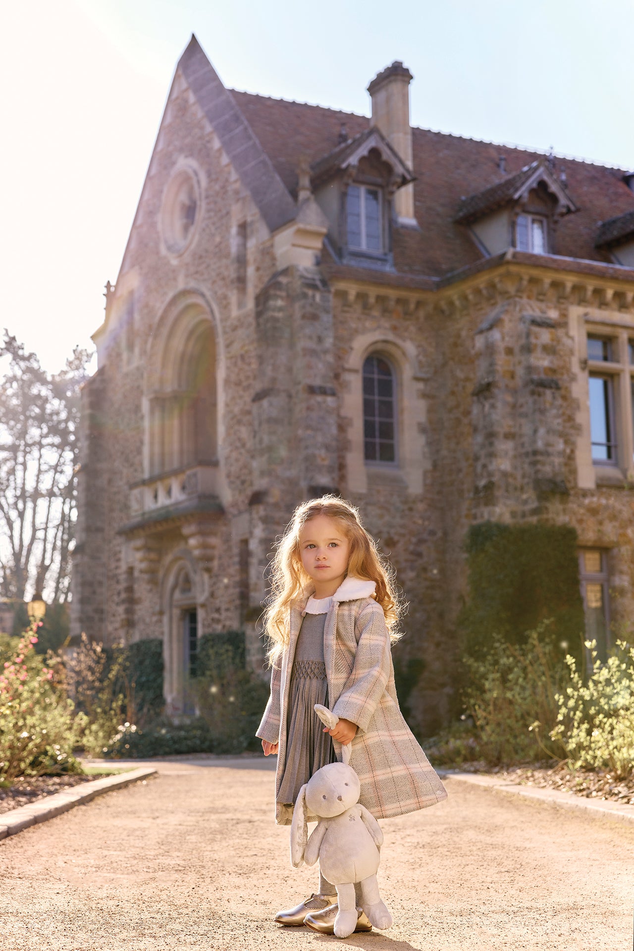 Manteau - Beige moyen laine carreaux