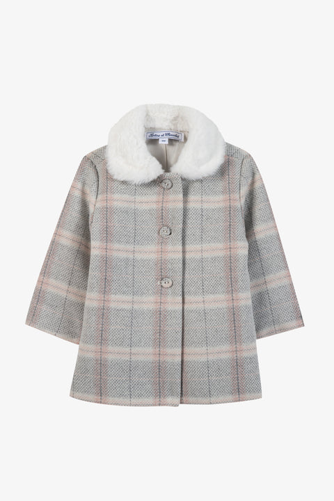 Manteau - Beige moyen laine carreaux - Image principale