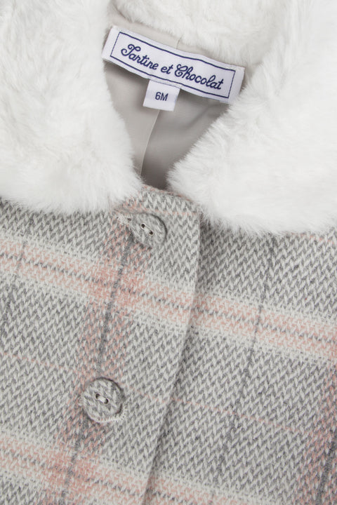 Manteau - Beige moyen laine carreaux - Image principale