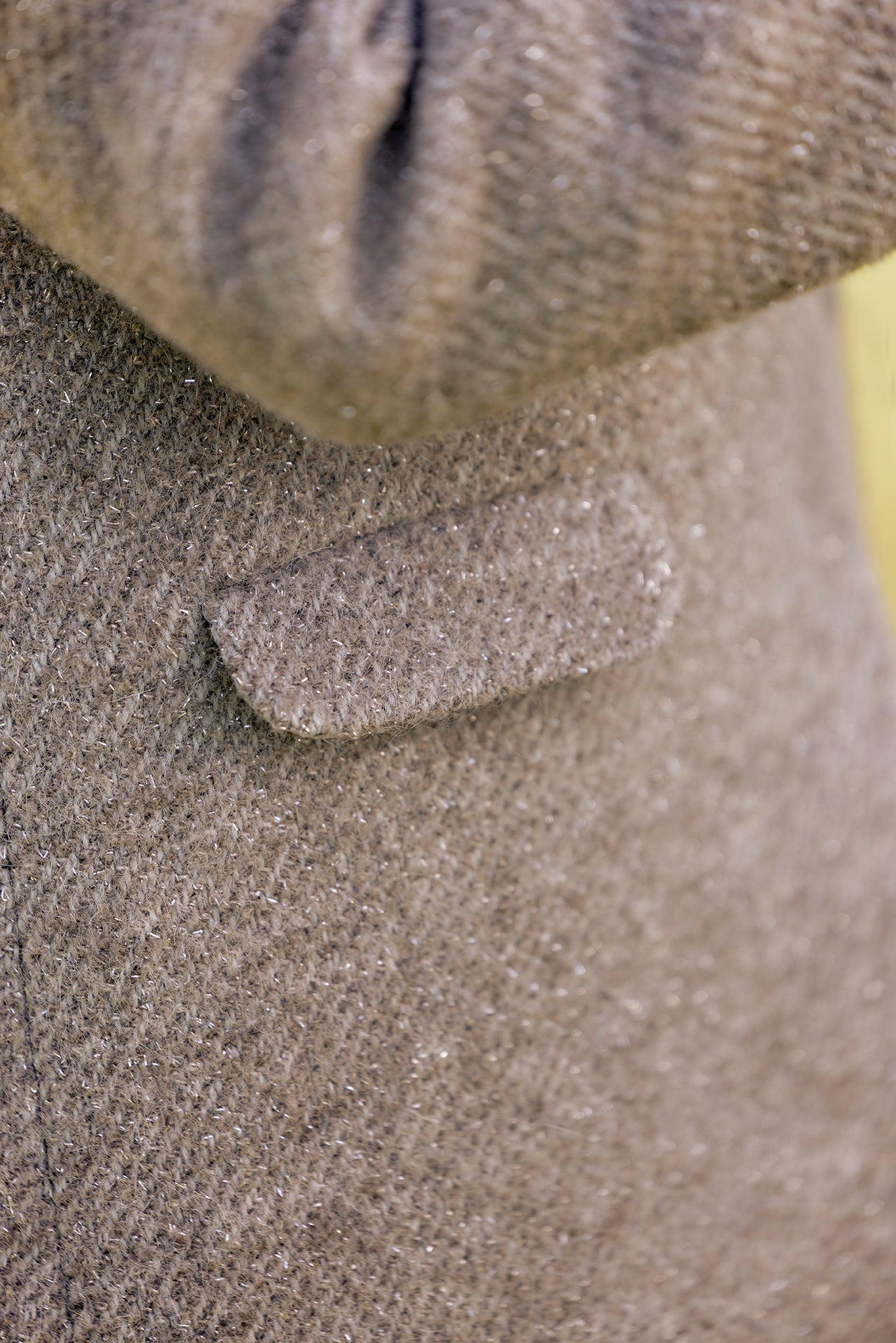 Manteau - Beige moyen tweed col imitation fourrure