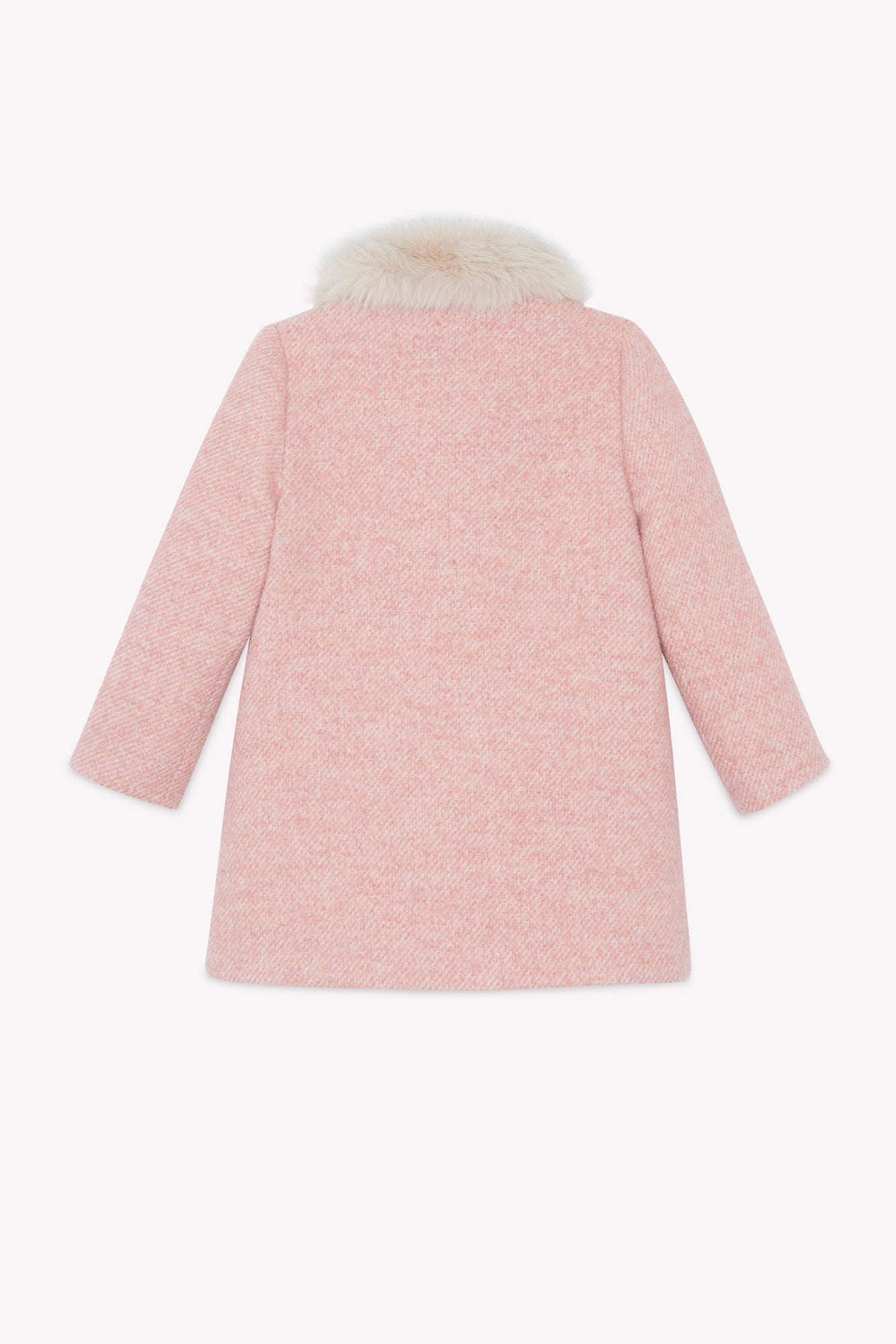 Manteau - Rosée laine tweed col imitation fourrure