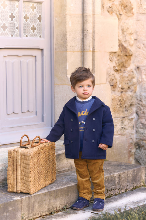 Coat - Navy Wool Buttons - Image principale