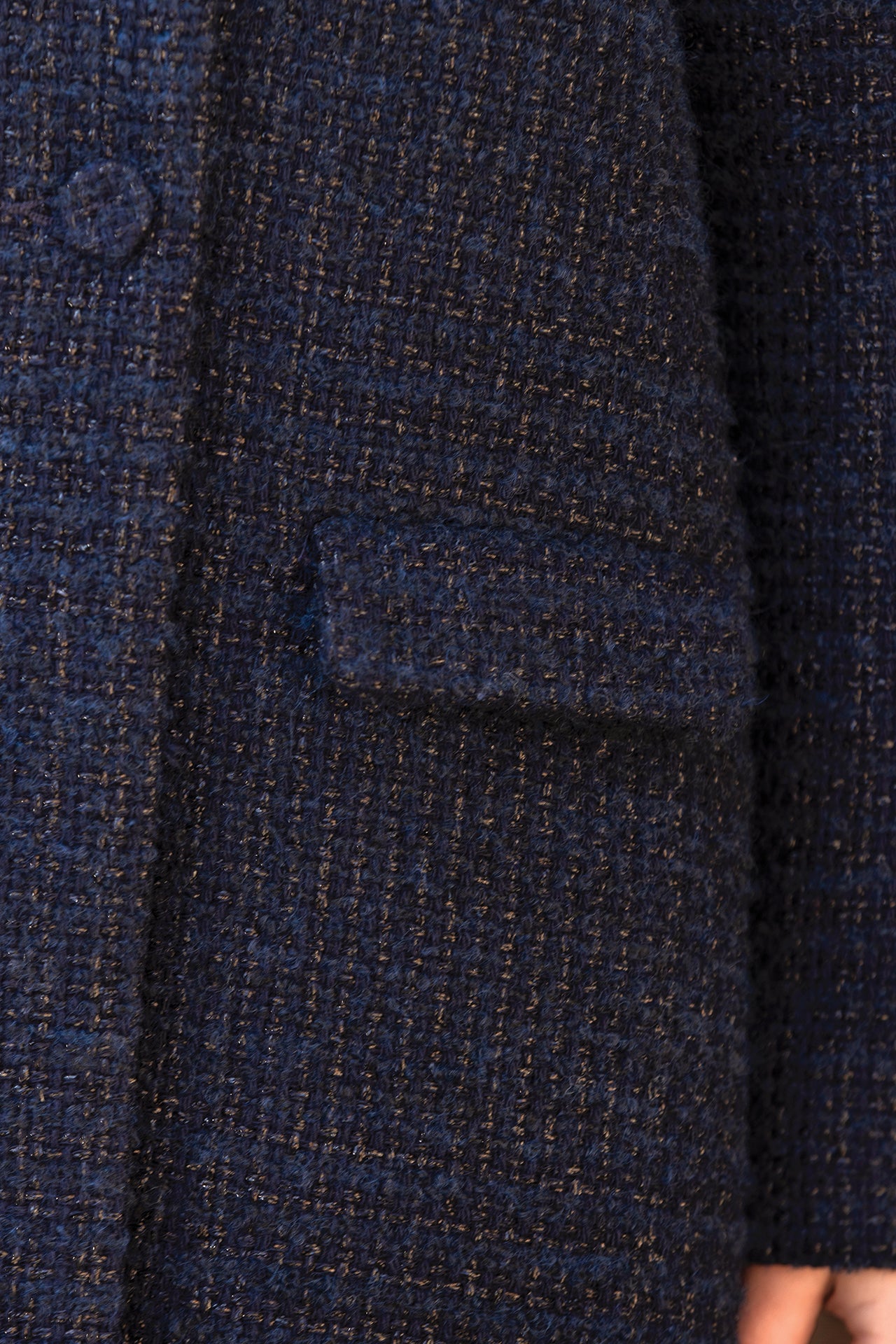 Manteau - Marine tweed col claudine