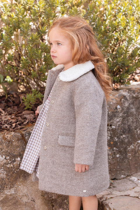 Manteaux - Beige moyen col imitation fourrure - Image principale