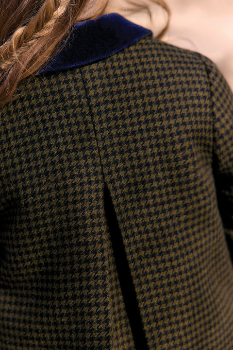 Manteau - Olive laine pied de poule - Image principale