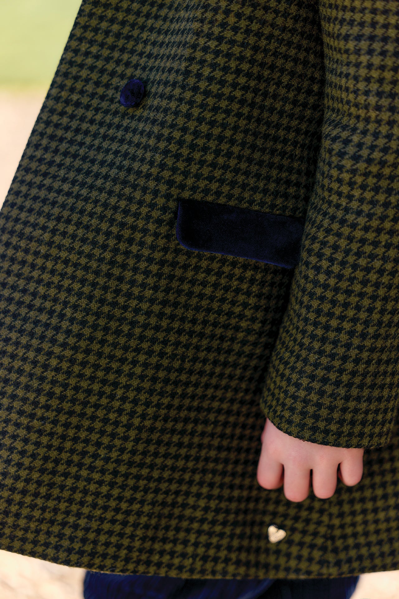 Manteau - Olive laine pied de poule
