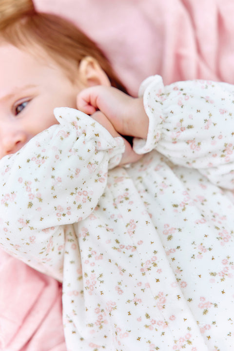 Pyjama - Ecru coton col volanté fleurs - Image principale