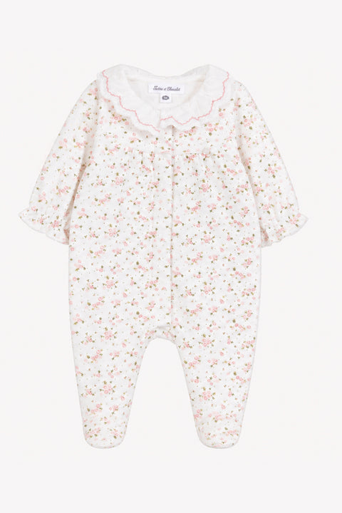 Pajamas - Ecru cotton Ruffled collar flowers - Image principale